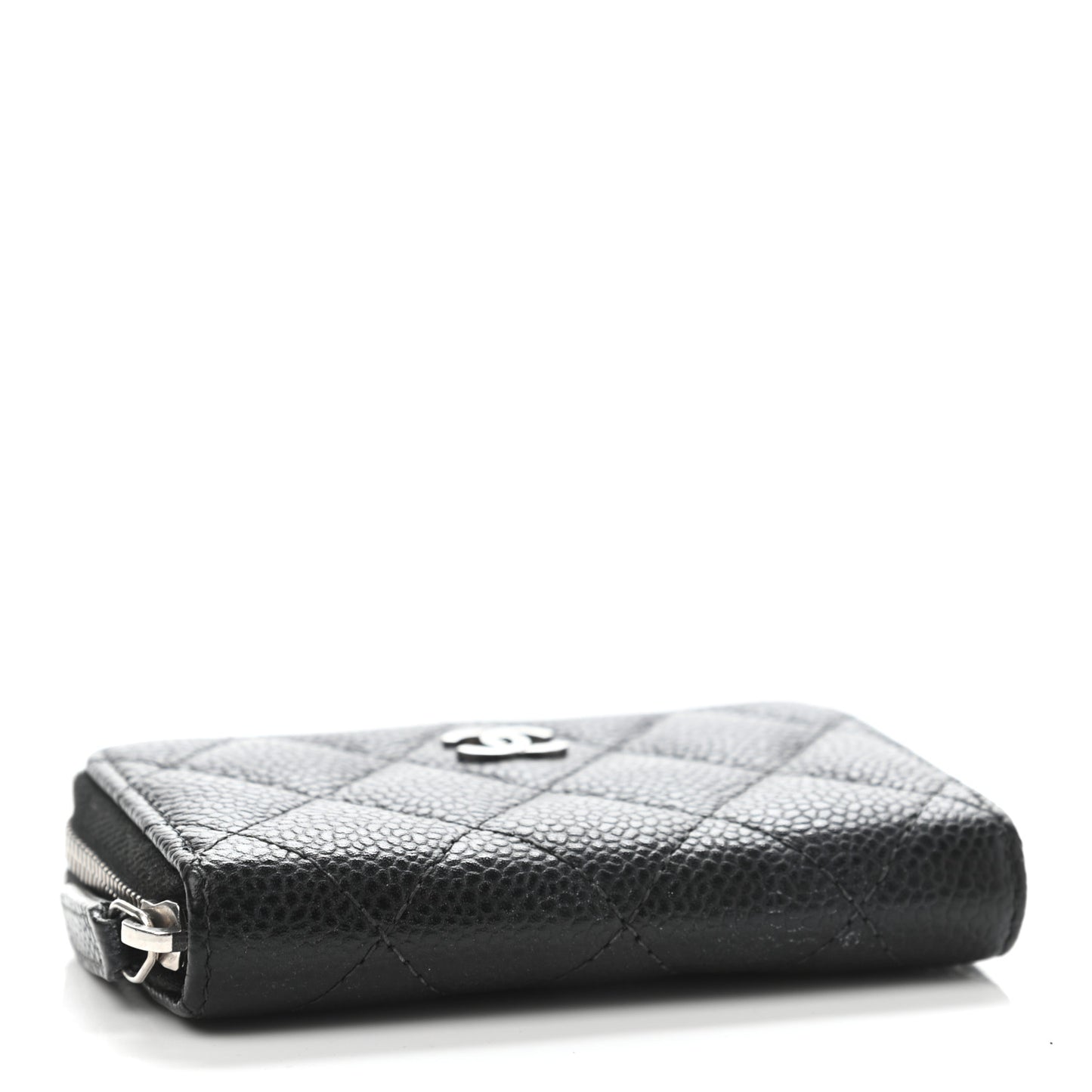 Caviar Quilted Zip Coin Purse Black