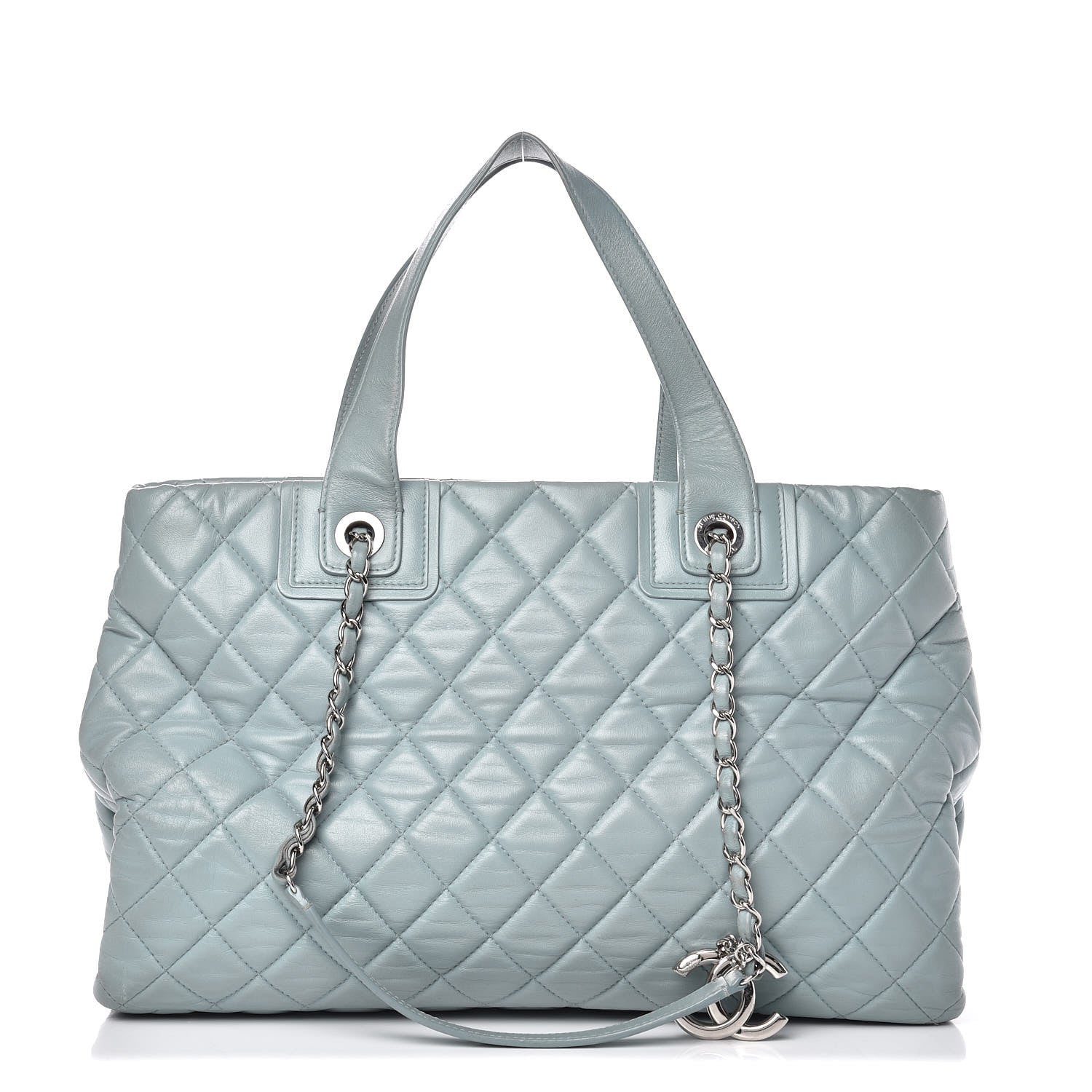 Chanel Lambskin Quilted Daily Shopping Tote Light Blue 1 of 19