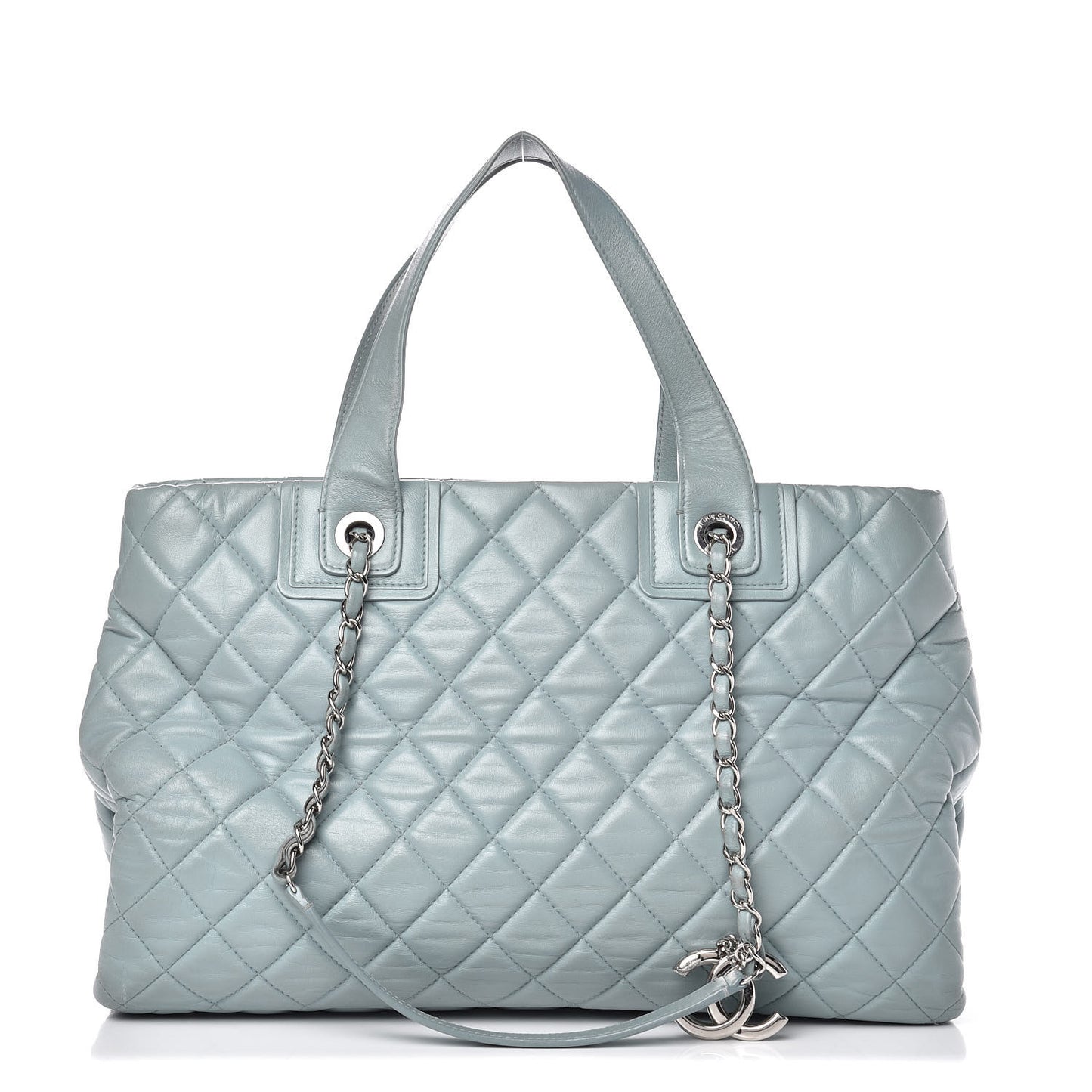 Lambskin Quilted Daily Shopping Tote Light Blue
