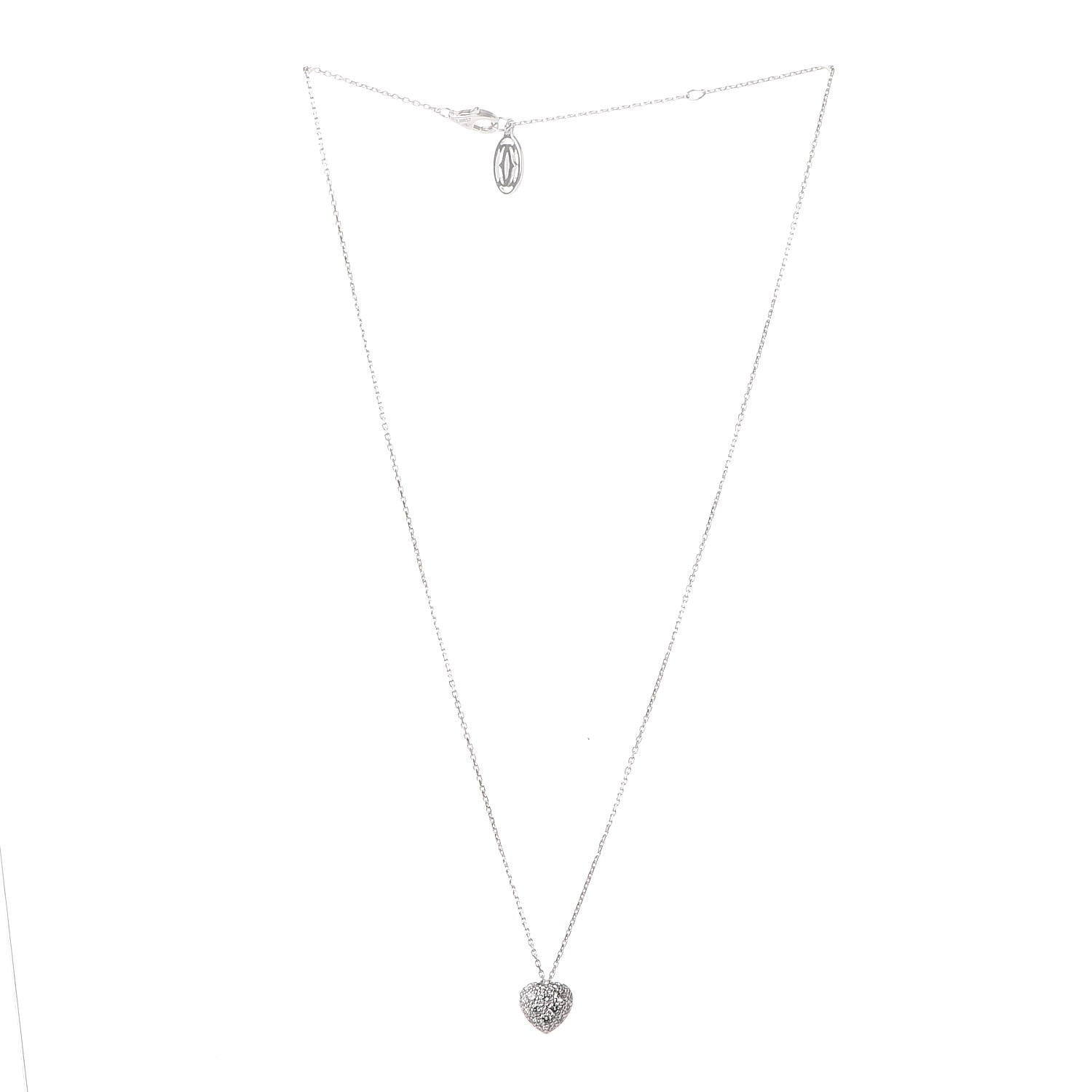 Cartier 18K White Gold Diamonds Bubble Heart Necklace 3 of 6