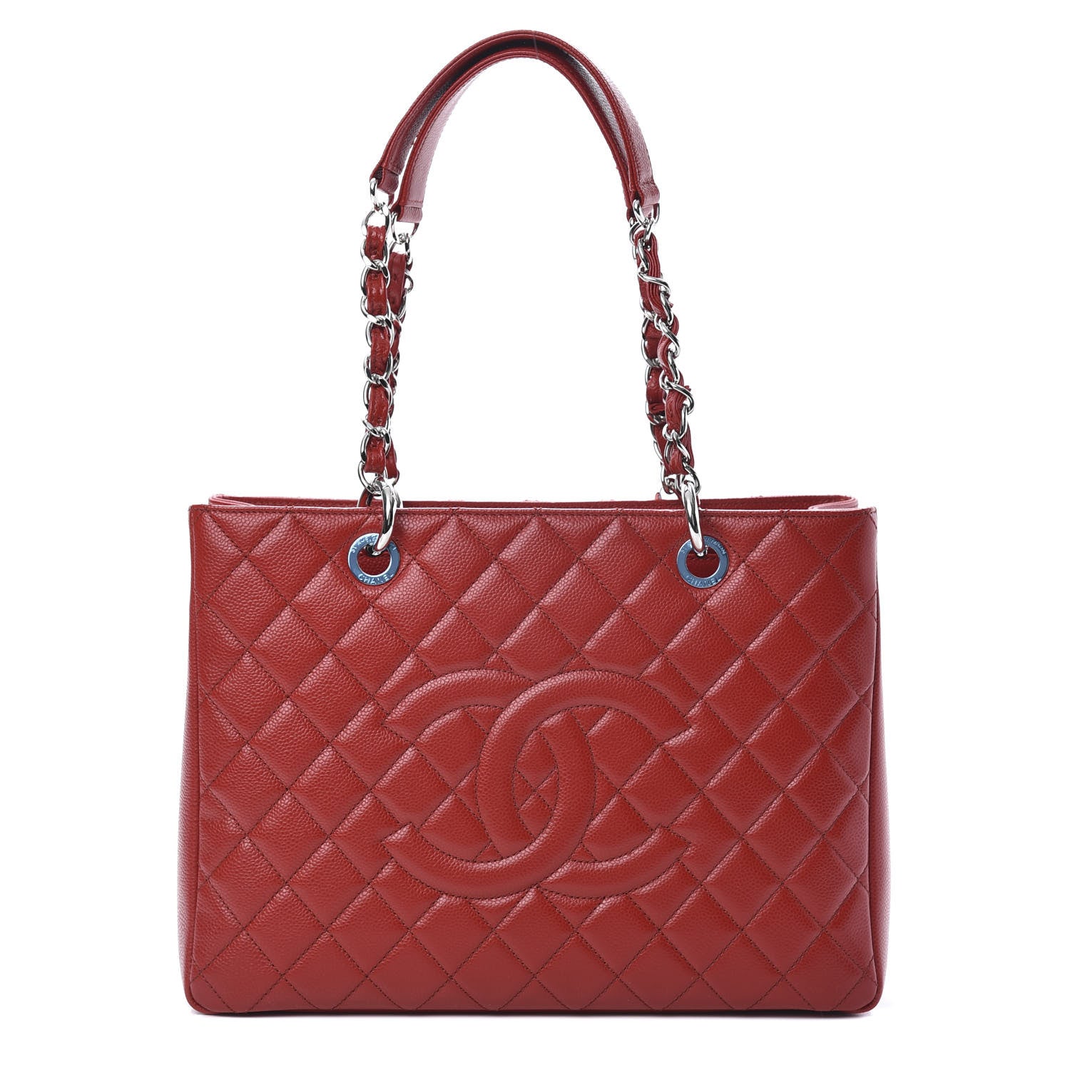 Chanel Caviar Quilted Grand Shopping Tote GST Red 1 of 11