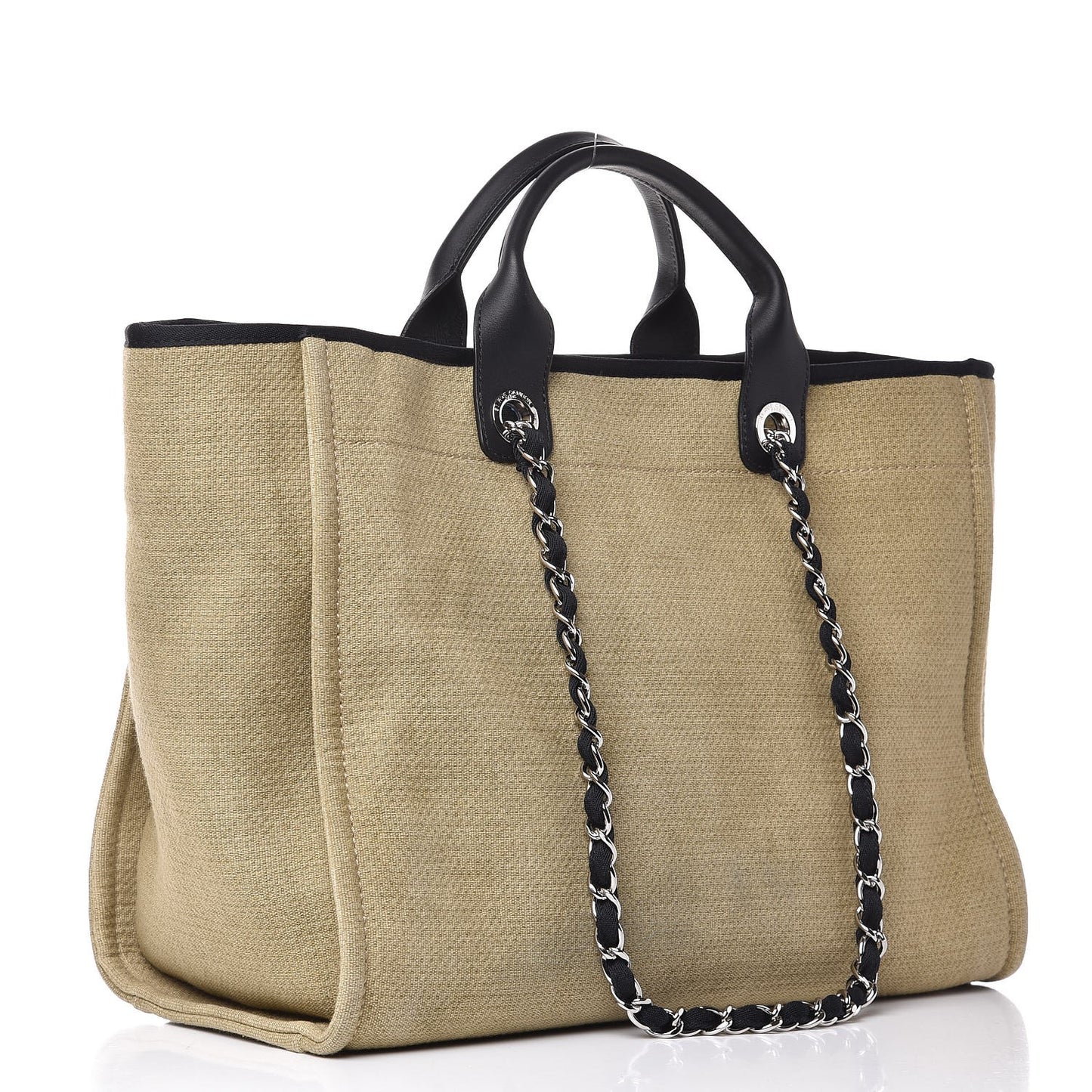 Canvas Large Deauville Tote Beige Black