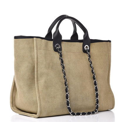 Chanel Canvas Large Deauville Tote Beige Black 4 of 8