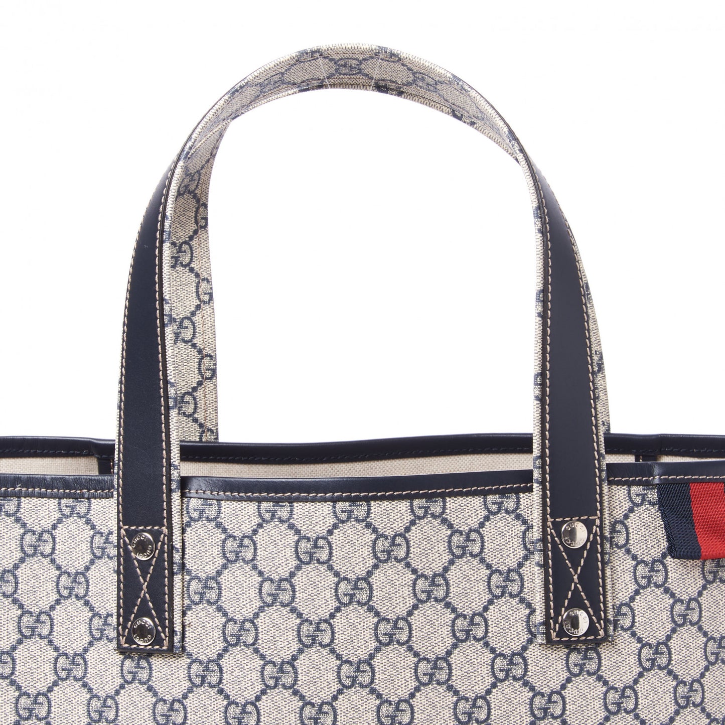 GG Plus Monogram Medium Signature Web Loop Tote Navy