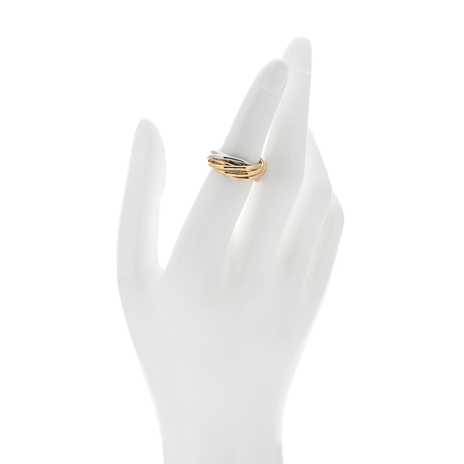 Cartier 18K Pink Yellow White Gold 7 Band Trinity Ring 51 5.75 2 of 5