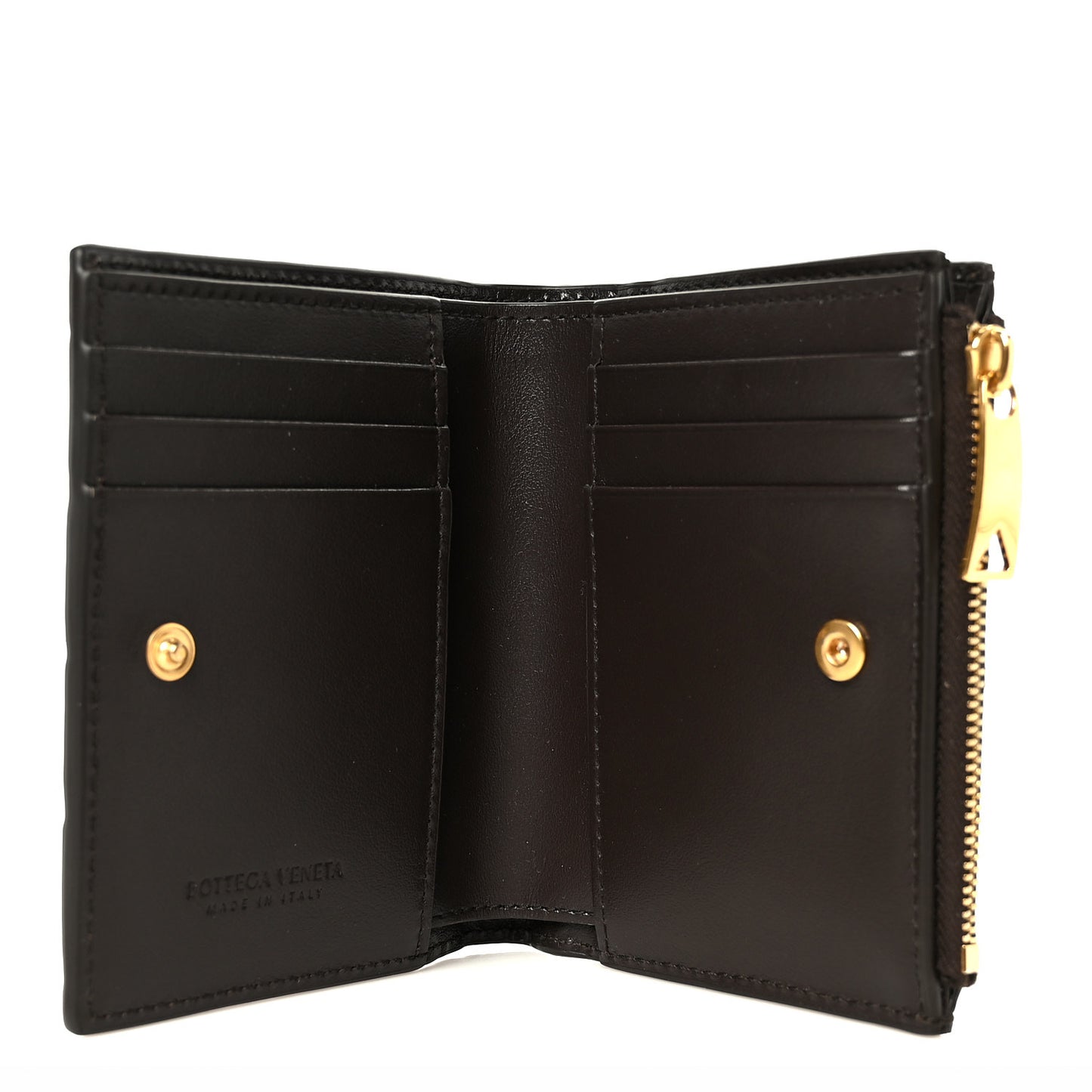 Nappa Suede Intrecciato Bifold Zip Wallet Brown