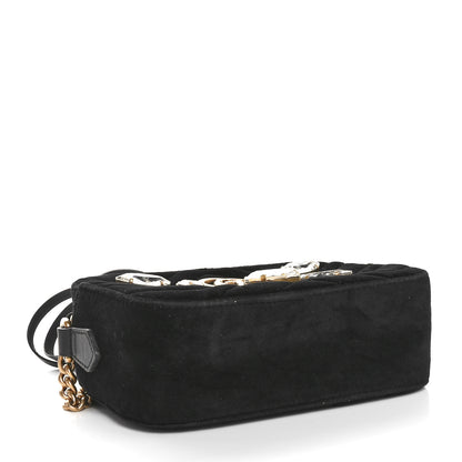 Gucci Velvet Matelasse Marquise Crystals Mini GG Marmont Chain Shoulder Bag Black 4 of 10