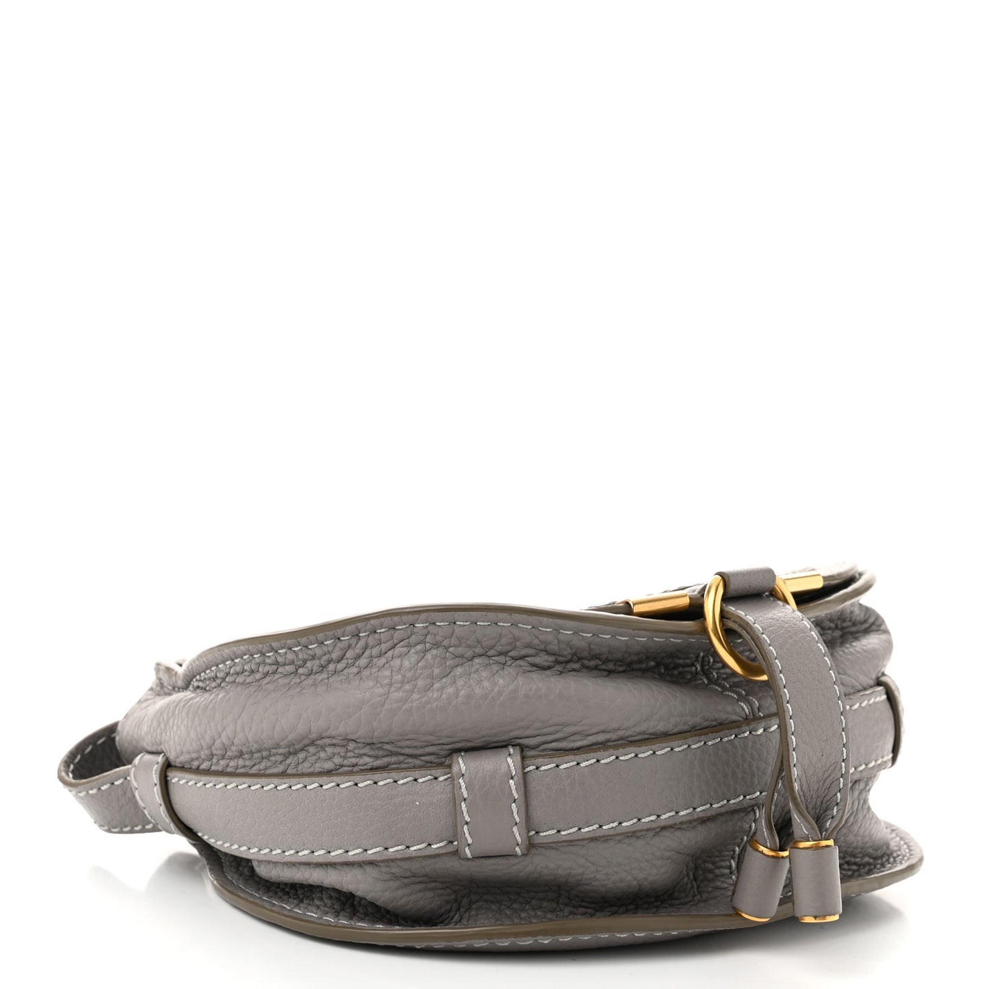 Grained Calfskin Small Marcie Saddle Bag Cashmere Grey