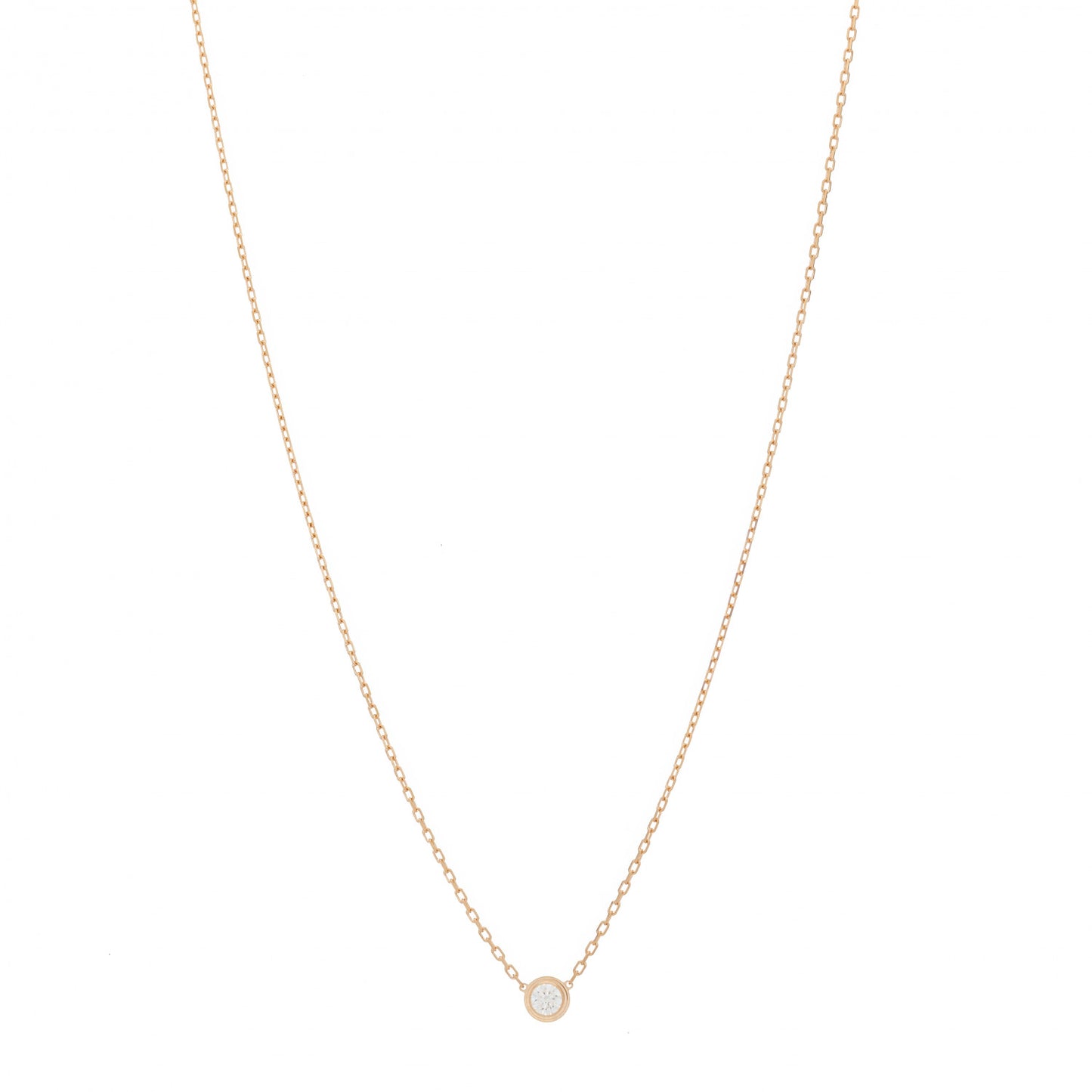 18K Pink Gold Diamond LM D'Amour Pendant Necklace