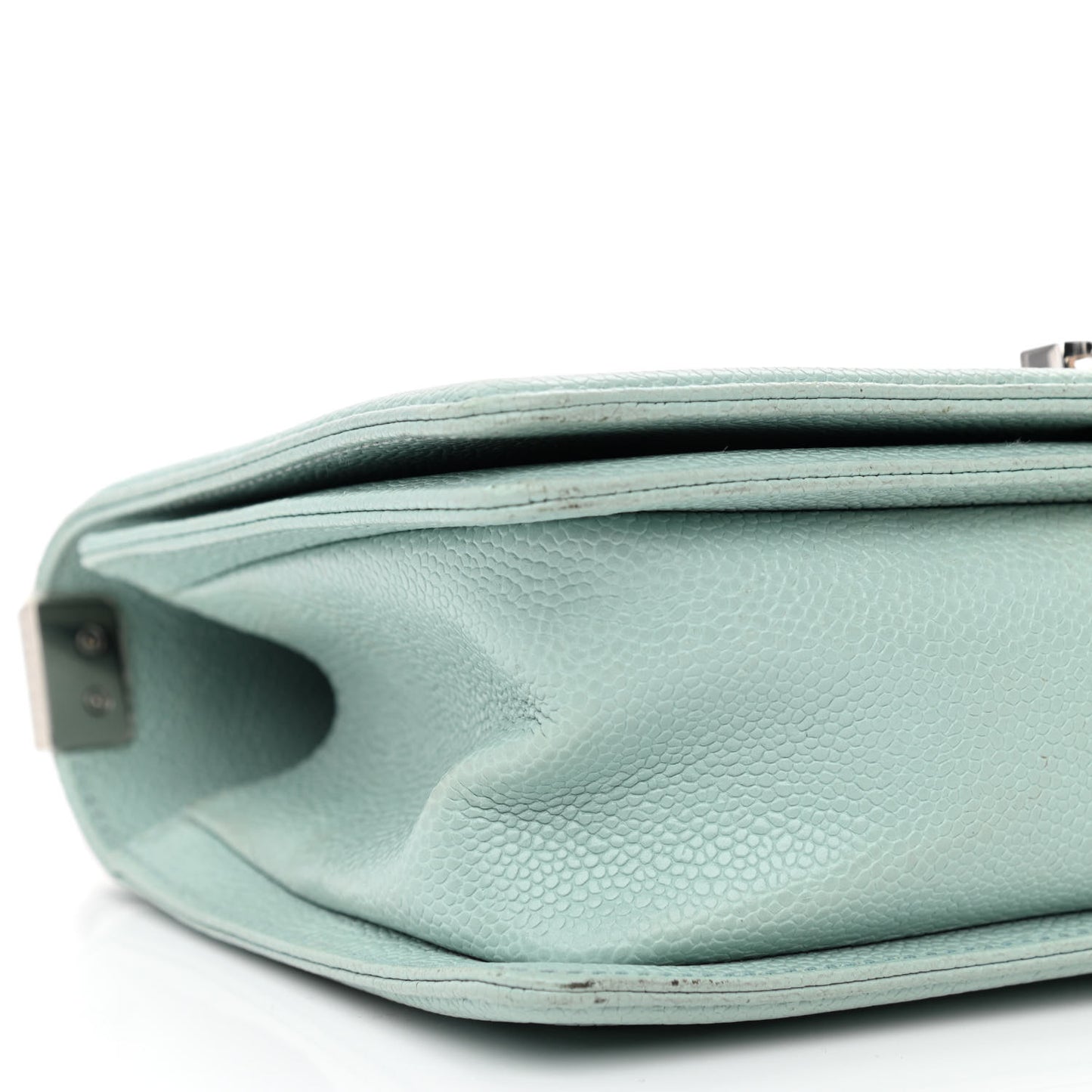 Caviar Chevron Quilted Medium Boy Flap Light Blue