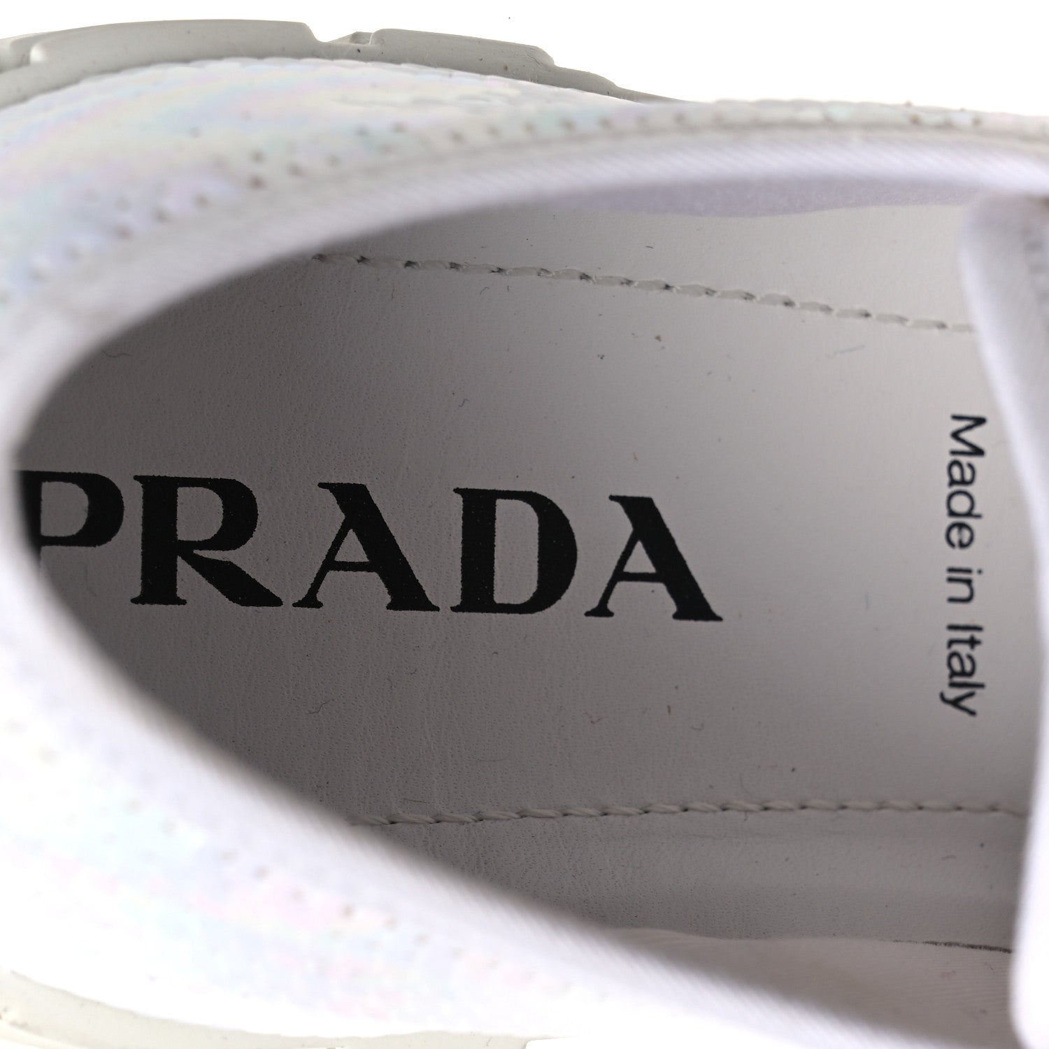 Prada Paillettes Triangle Logo Double Wheel 50mm Sneakers 38.5 White 9 of 10