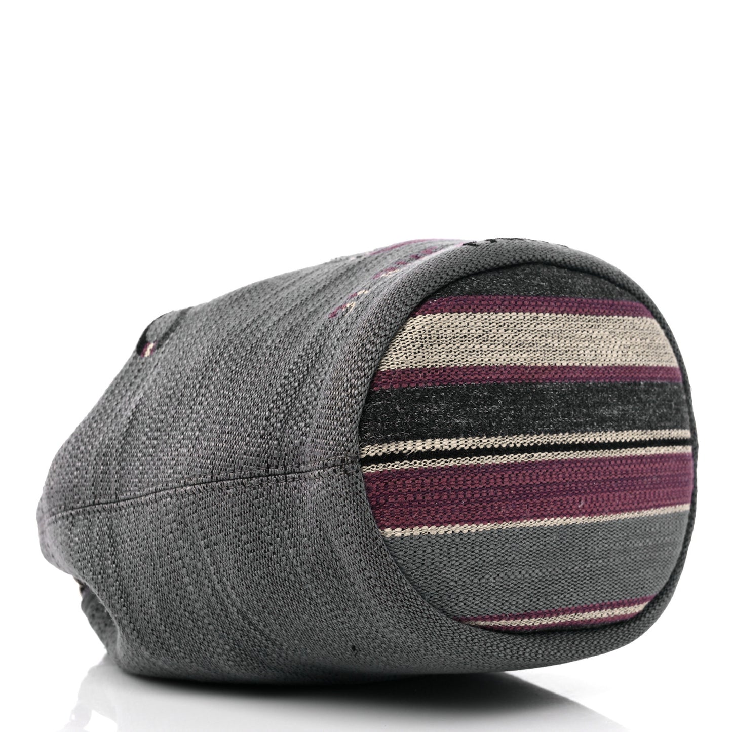 Striped Canvas Deauville Drawstring Bag Grey