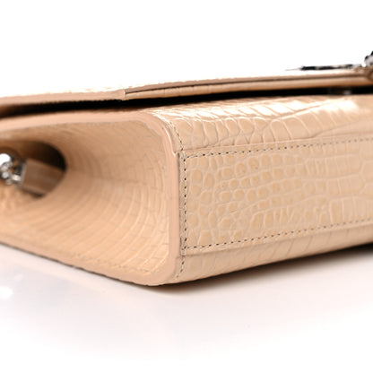 Saint Laurent Calfskin Crocodile Embossed Medium Classic Monogram Kate Tassel Satchel Nude Powder 9 of 12