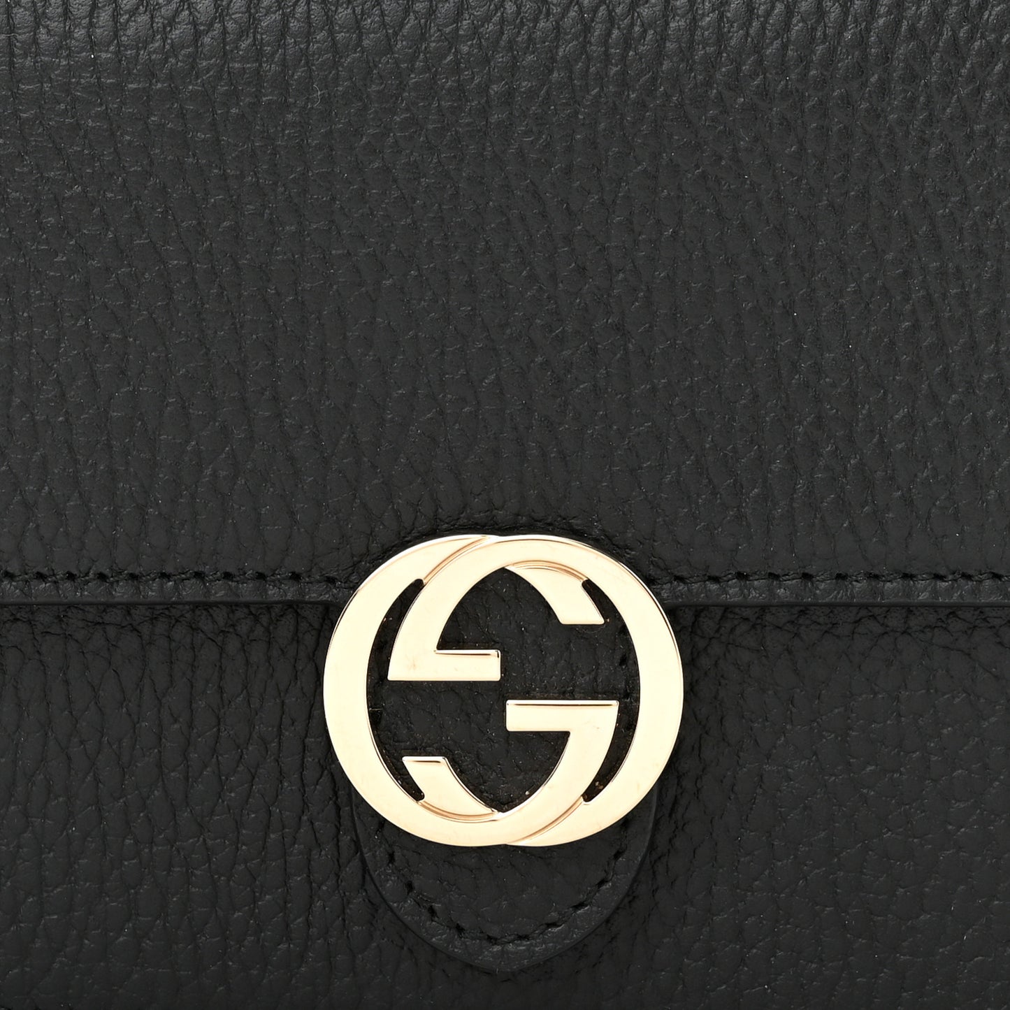 Dollar Calfskin Interlocking G Chain Wallet Black