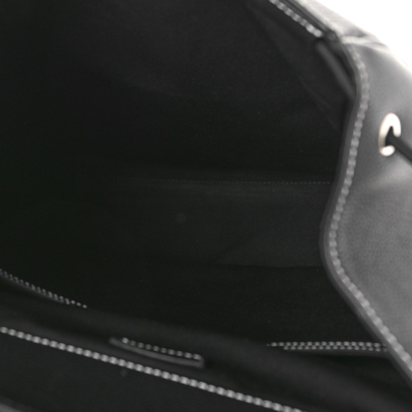 Grained Calfskin Saddle Drawstring Backpack Black