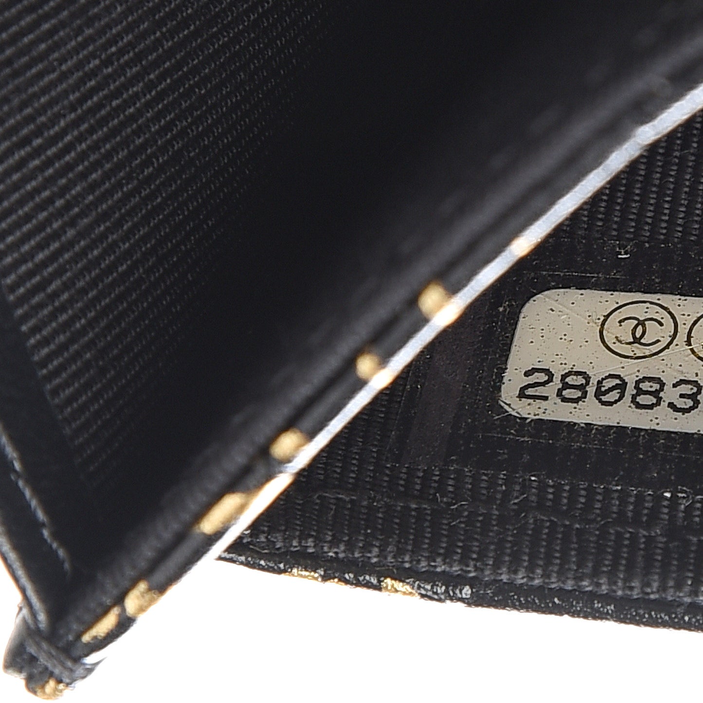 Calfskin Crocodile Embossed Graffiti Reissue Card Holder Wallet Black Gold
