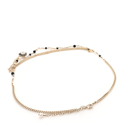 Chanel Pearl Crystal Bead Chain Heart CC Belt 80 Gold Black 2 of 4