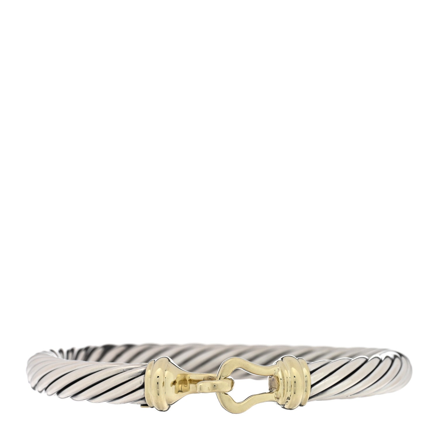 David Yurman Sterling Silver 14K Yellow Gold 7mm Cable Classic Buckle Bracelet 1 of 3