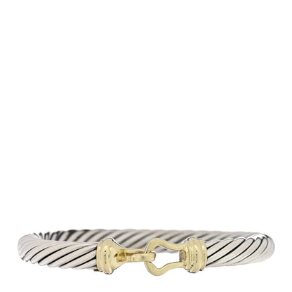 David Yurman Sterling Silver 14K Yellow Gold 7mm Cable Classic Buckle Bracelet 1 of 3