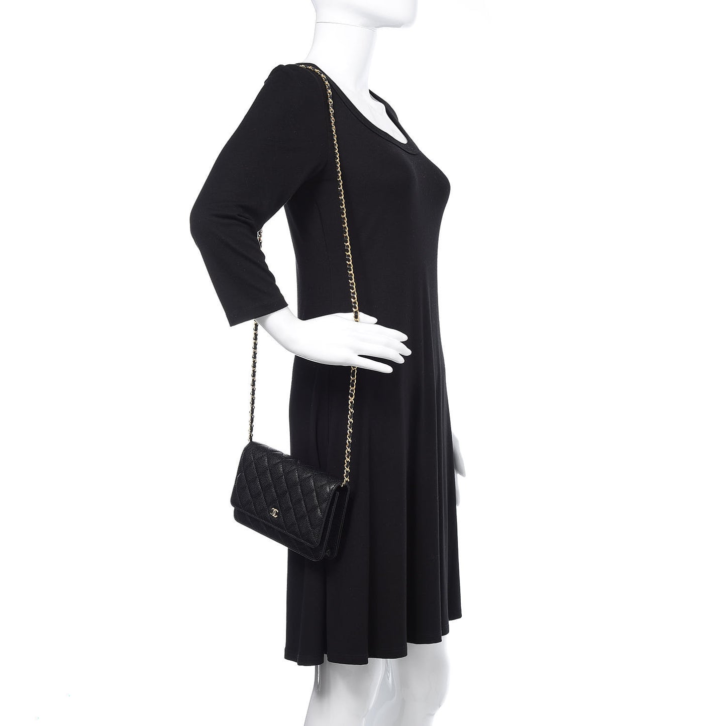 Caviar Quilted Wallet On Chain WOC Black