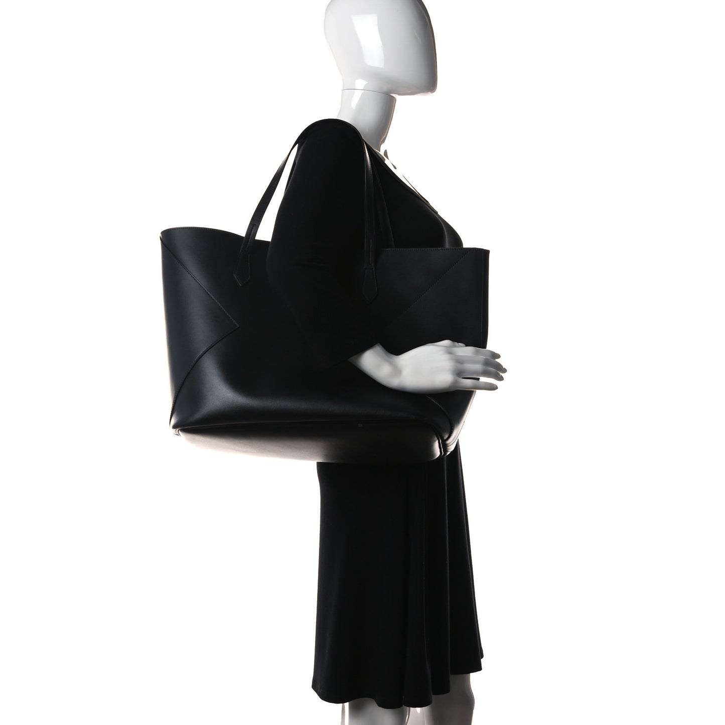 Smooth Calfskin Wing Shopper Tote Black Red