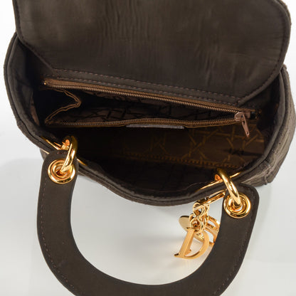 Christian Dior Nylon Cannage Mini Lady Dior Brown 5 of 9