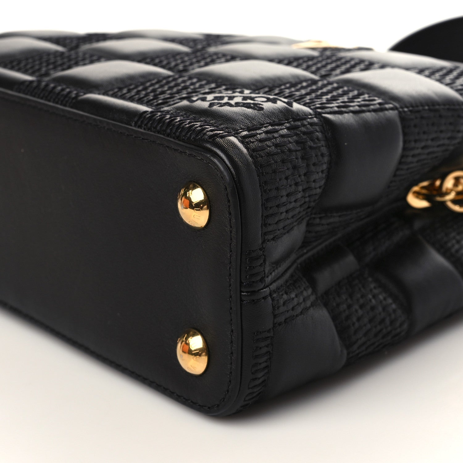 Louis Vuitton Lambskin Damier Quilt Capucines BB Matte Black 8 of 9