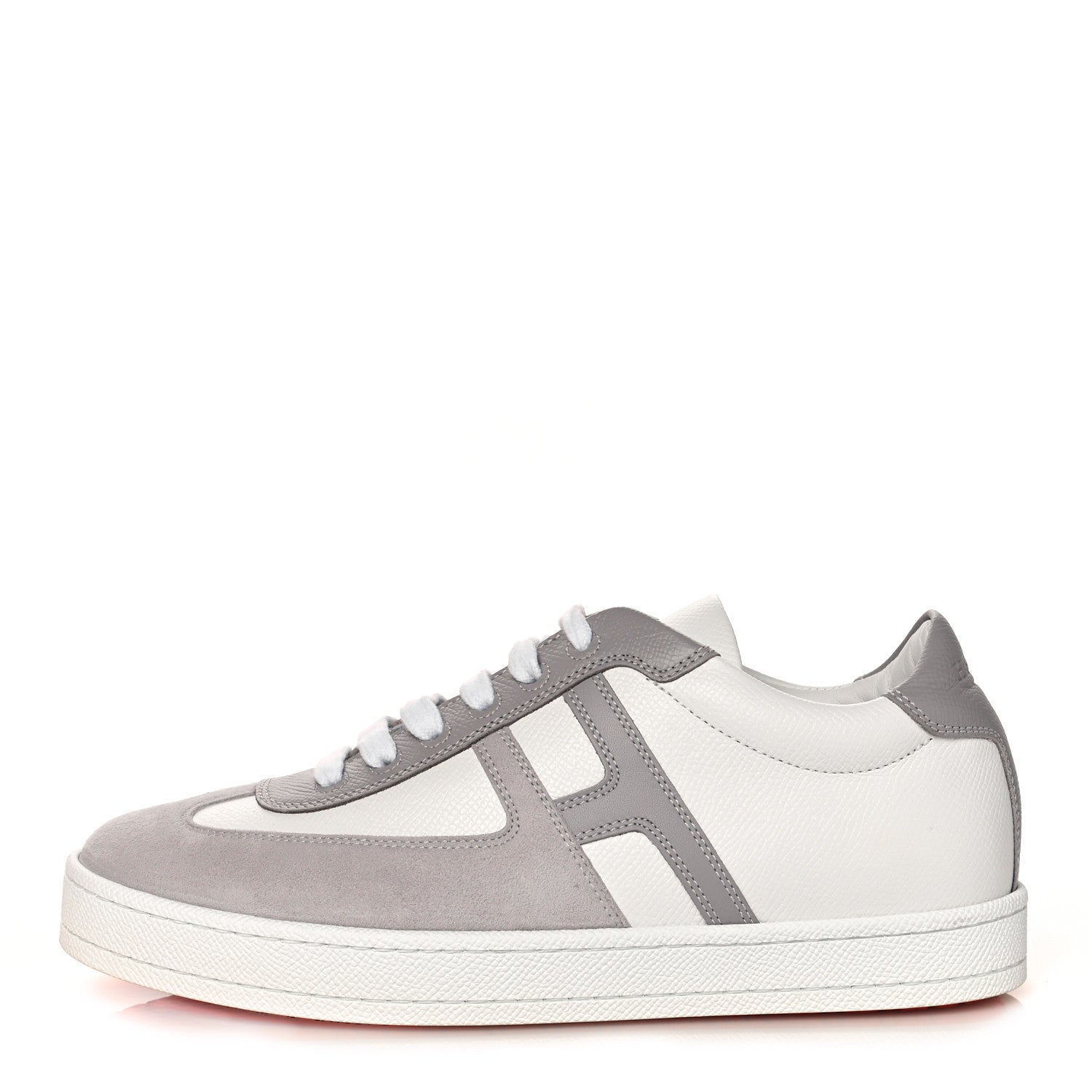 Hermes Epsom Suede Boomerang Sneakers 36.5 White Gris 1 of 10