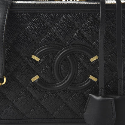 Chanel Caviar Quilted Medium CC Filigree Vanity Case Black 10 of 11