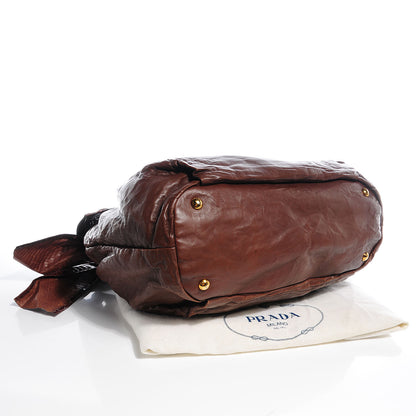 Prada Nappa Antique Python Bow Bag Bruciato 4 of 11