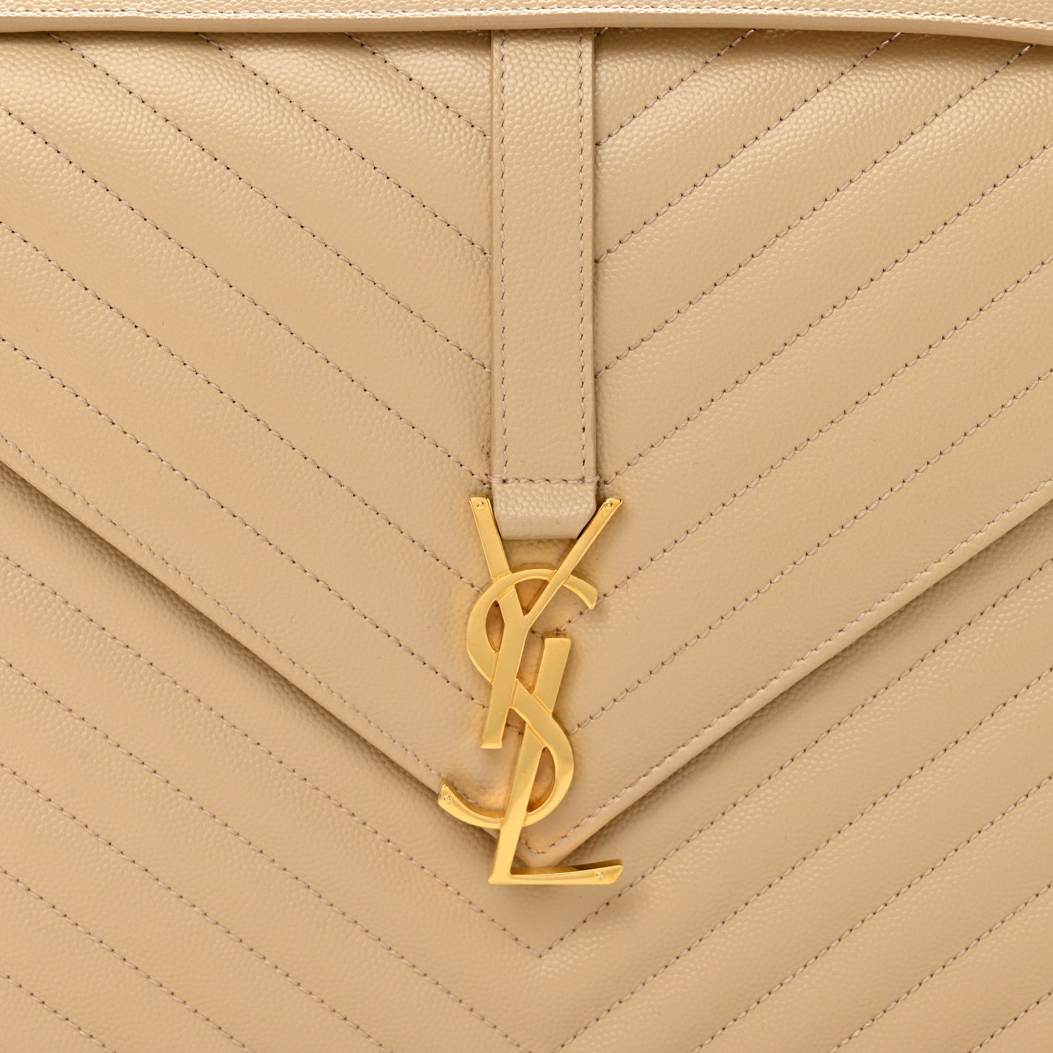Saint Laurent Grain De Poudre Matelasse Chevron Large Monogram Satchel Nude Powder 8 of 10