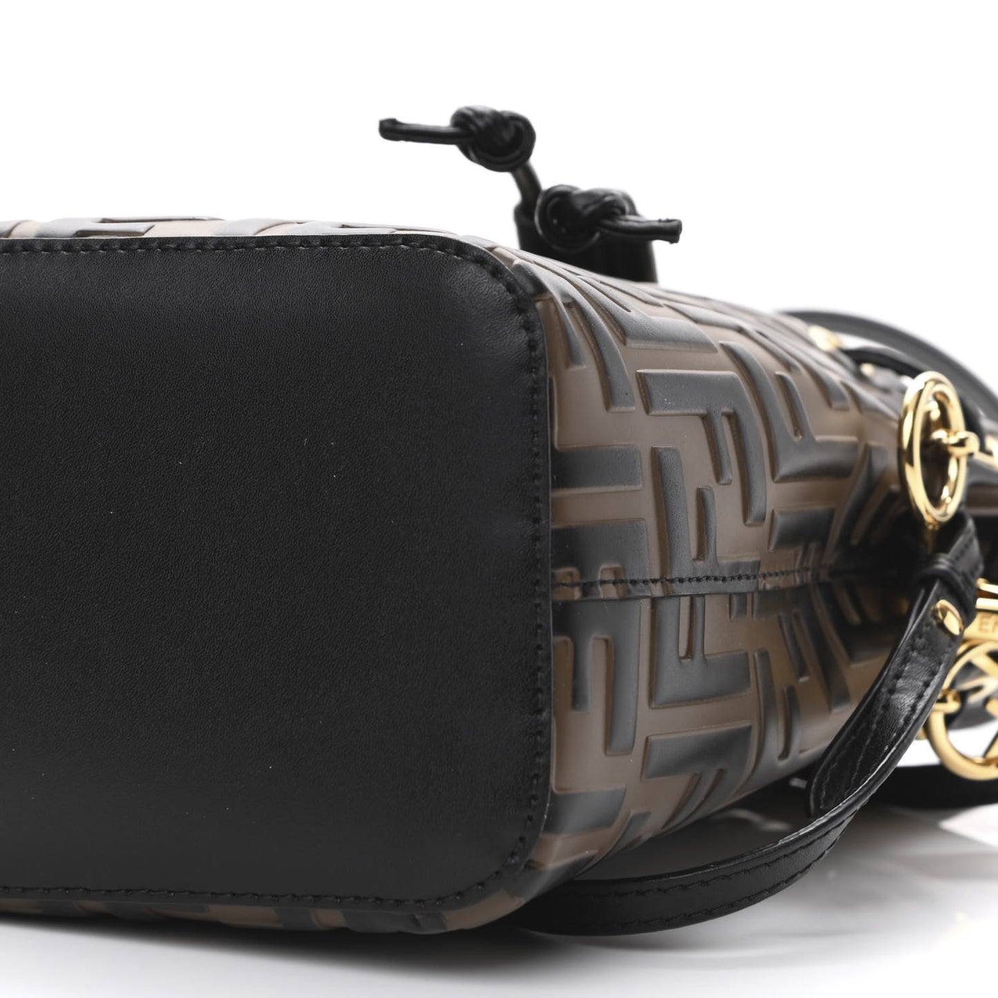 Vitello Liberty F is Fendi Bi-Color FF 1974 Embossed Mini Mon Tresor Bucket Bag Maya Black
