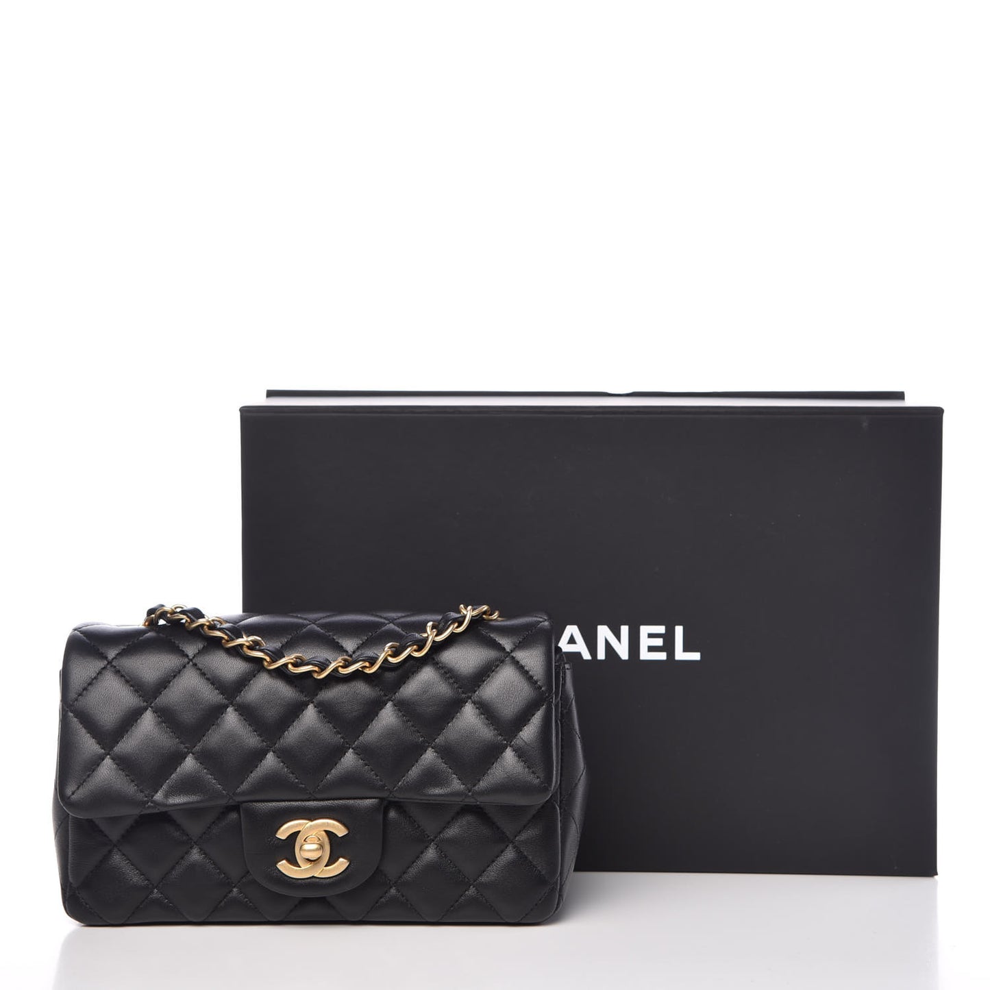 Lambskin Quilted Mini Rectangular Flap Black