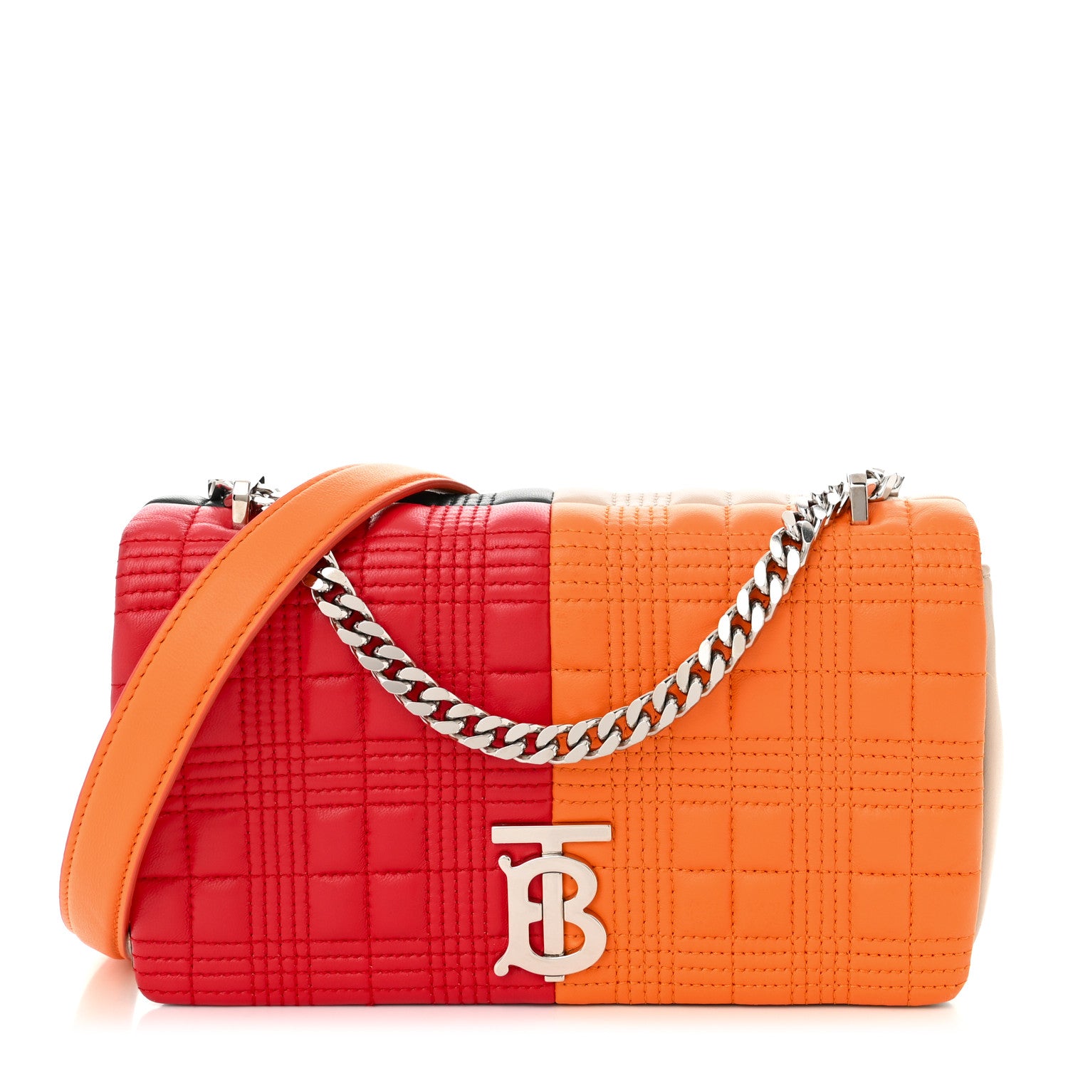 Burberry Lambskin Quilted Small Lola Bag Bright Red Orange 1 of 11