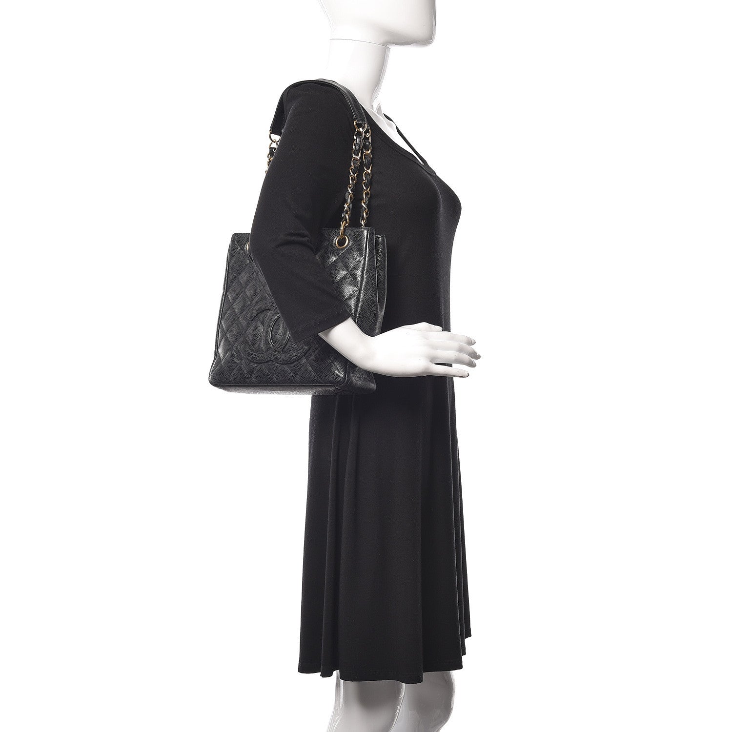 Chanel Caviar Quilted Petit Shopping Tote PST Black 2 of 12