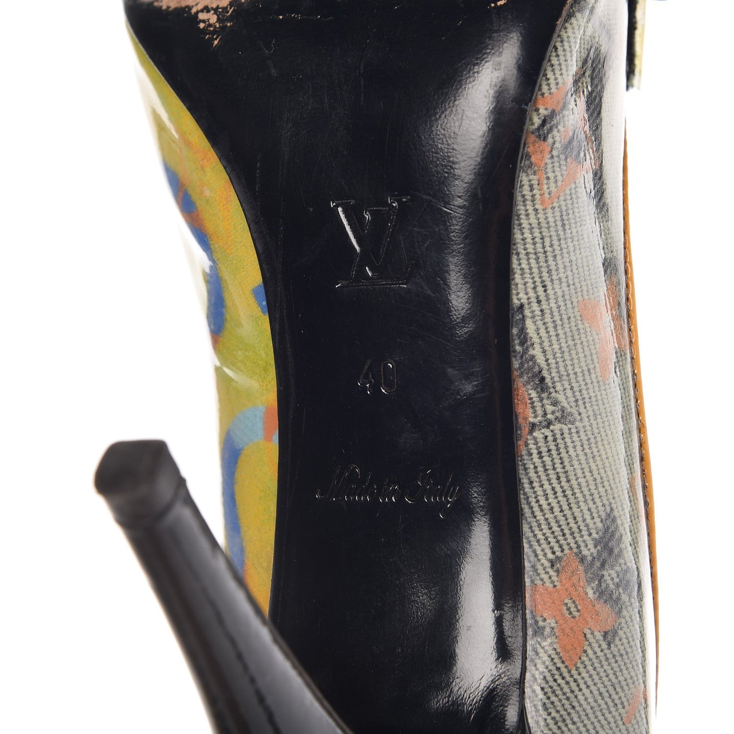 Monogram Pulp Karung Defile Peep Toe Pumps 40 Yellow