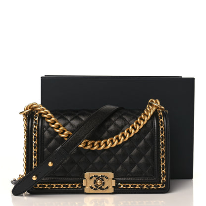 Chanel Caviar Quilted Medium Chain Around Boy Flap Black 10 of 10