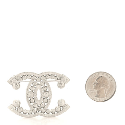 Chanel Metal Crystal CC Brooch Silver 2 of 3