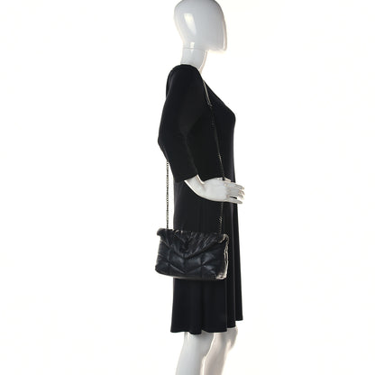 Saint Laurent Calfskin Quilted Toy Loulou Puffer Monogram Monochrome Chain Satchel Black 3 of 11