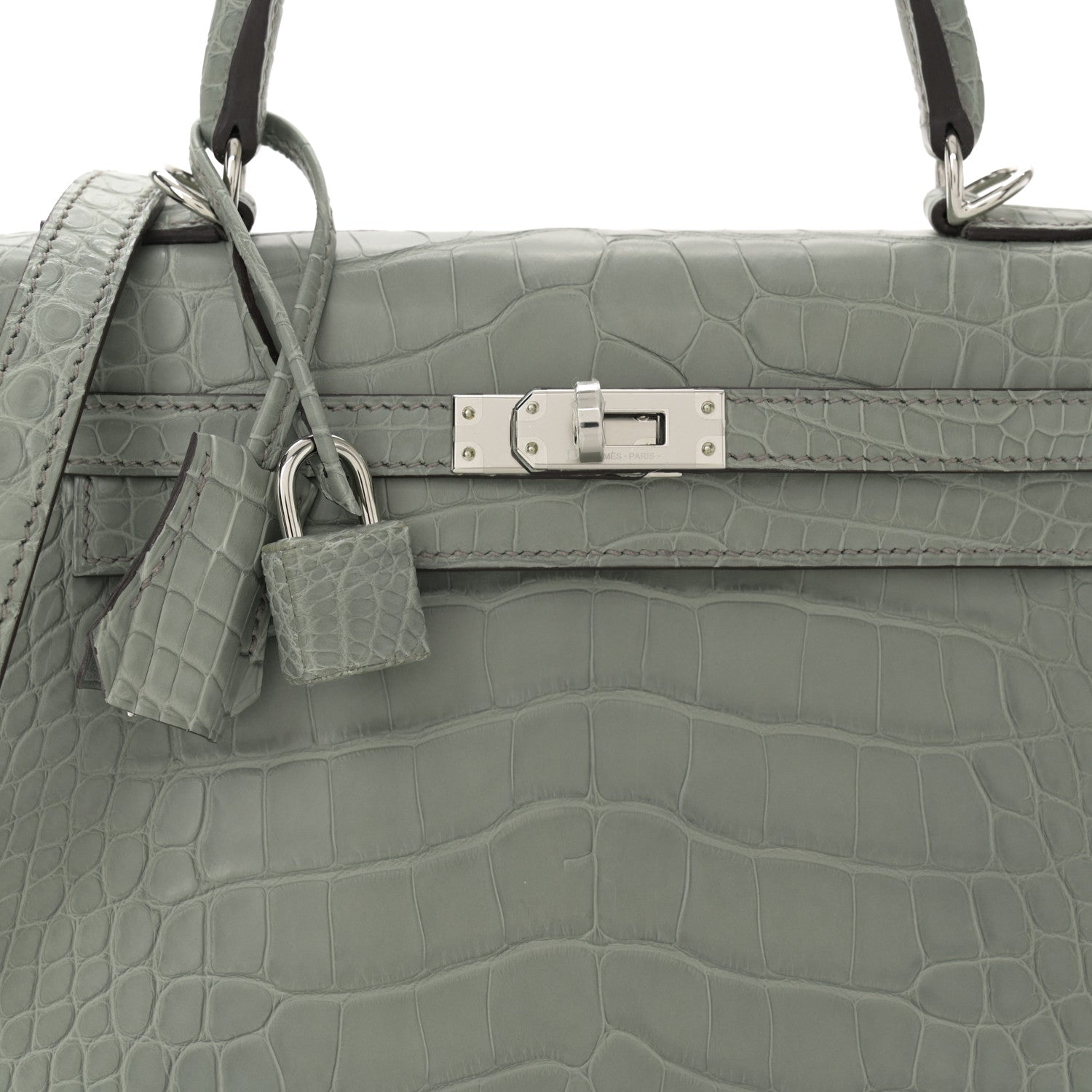 Hermes Matte Alligator Kelly Retourne 25 Gris Ciment 7 of 10