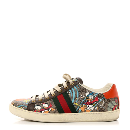 Gucci X DISNEY GG Supreme Monogram Web Donald Duck Womens Ace Sneakers 40 Beige New Acero Orange 1 of 8