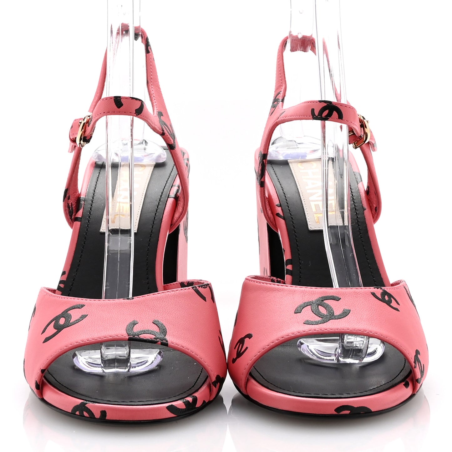 Lambskin Printed CC Sandals 39 Pink Black