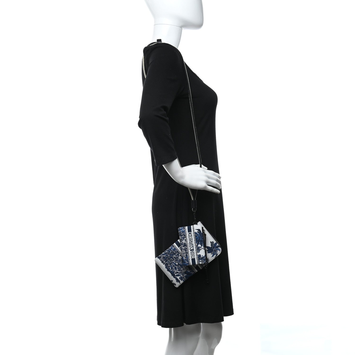 Christian Dior Technical Fabric Embroidered Palm Tree Toile De Jouy DiorTravel Multifunction Pouch Blue 2 of 14