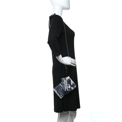 Christian Dior Technical Fabric Embroidered Palm Tree Toile De Jouy DiorTravel Multifunction Pouch Blue 2 of 14