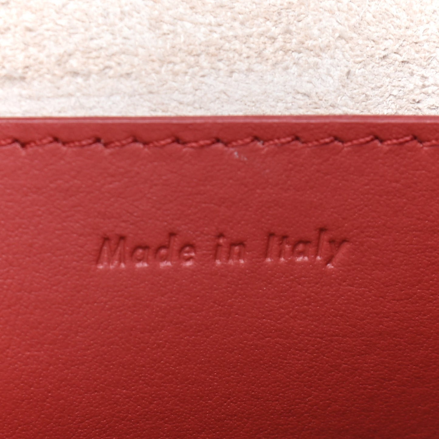 Grained Shiny Calfskin Strap Clutch Light Taupe Red