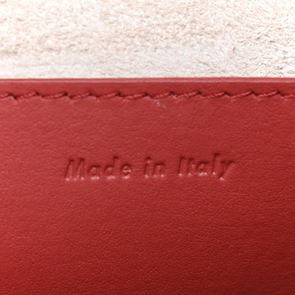 Celine Grained Shiny Calfskin Strap Clutch Light Taupe Red 7 of 10
