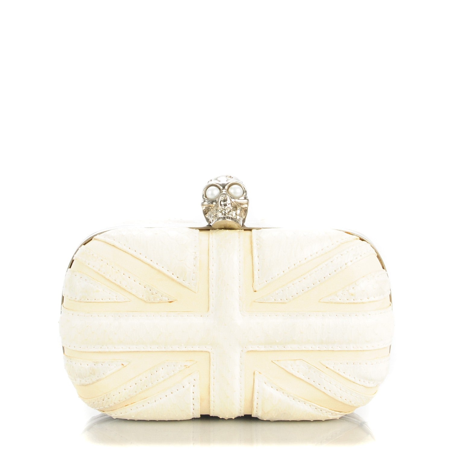 Alexander McQueen Calfskin Snakeskin Britannia Skull Box Clutch 1 of 7
