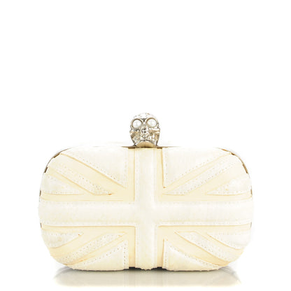 Alexander McQueen Calfskin Snakeskin Britannia Skull Box Clutch 1 of 7