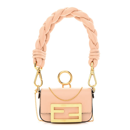Fendi Shiny Nappa Braided Nano Baguette Maxi Handle Charm Light Rose 1 of 10