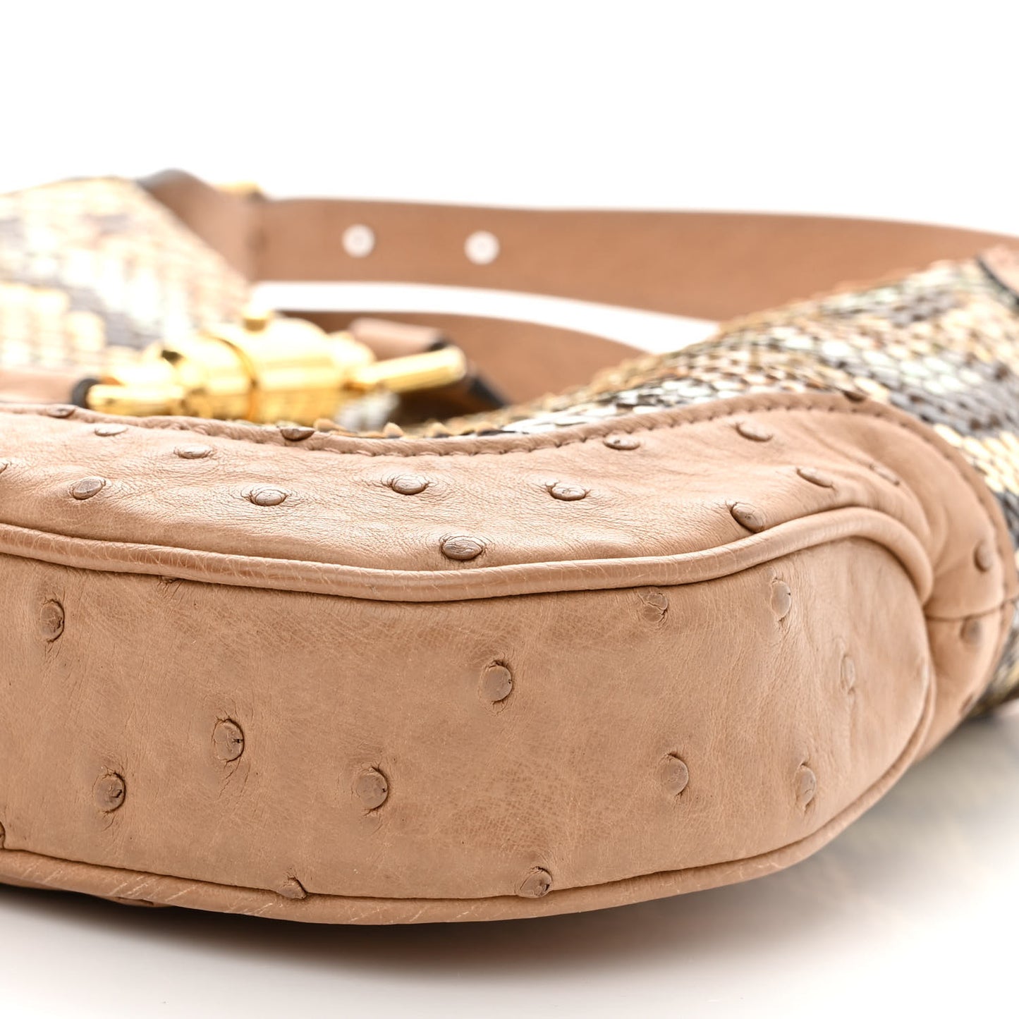 Snakeskin Ostrich Calfskin Small Jackie 1961 Hobo Beige Blue